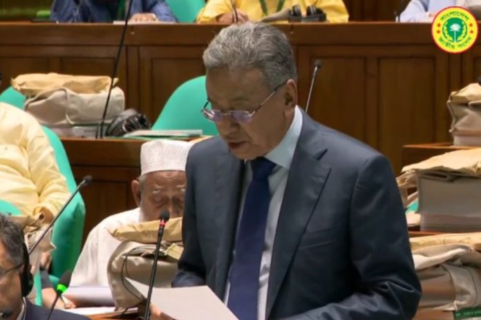 Finance Minister places record tk 9.38 lakh crore budget for FY27 in parliament Finance Minister Amir Khosru Mahmud Chowdhury